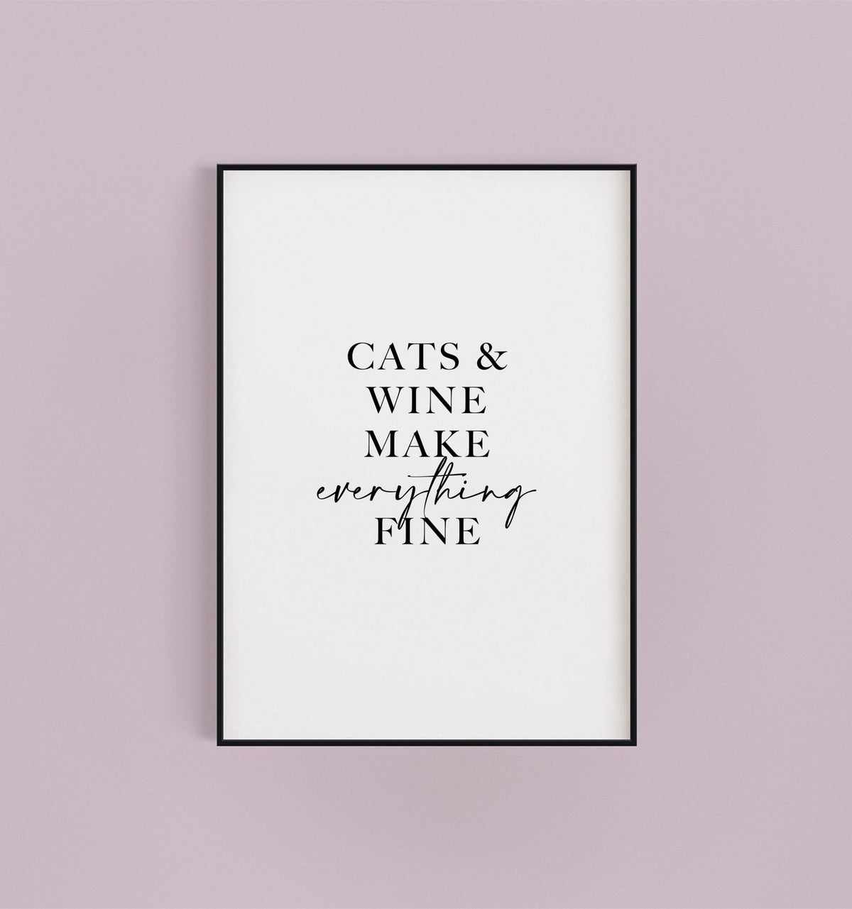 Cats & Wine Funny Print for Kitchen