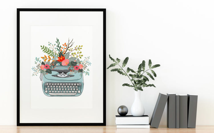 Retro Typewriter Print Wall Art for Kitchen