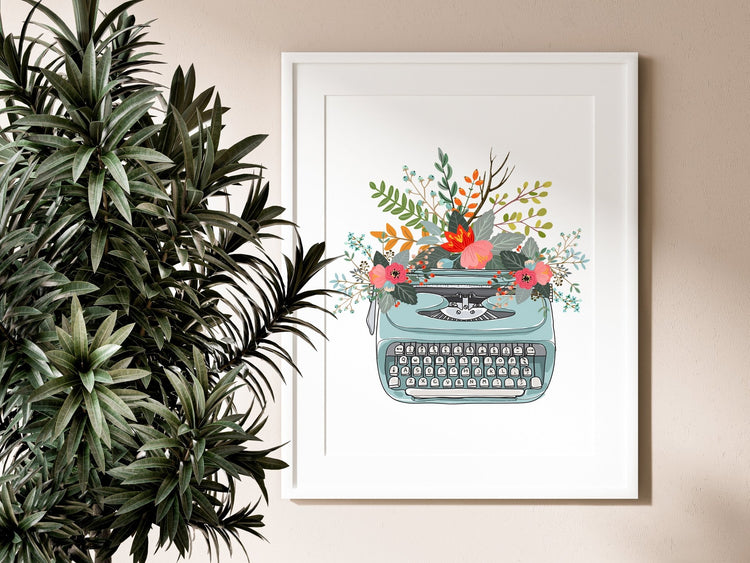 Retro Typewriter Print Wall Art for Kitchen