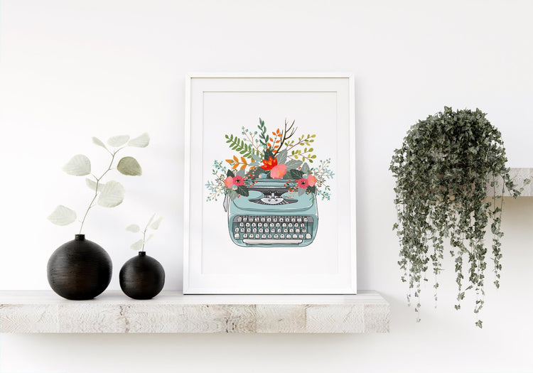Retro Typewriter Print Wall Art for Kitchen