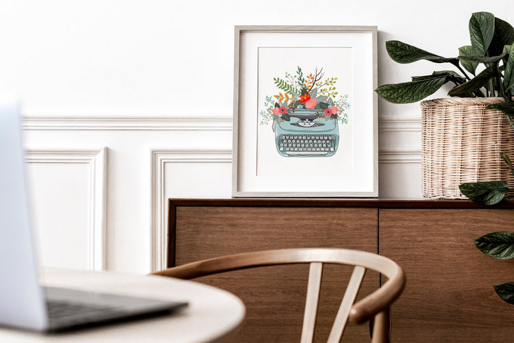 Retro Typewriter Print Wall Art for Kitchen