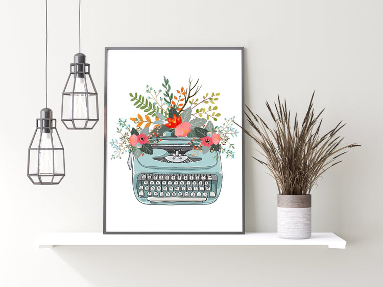Retro Typewriter Print Wall Art for Kitchen