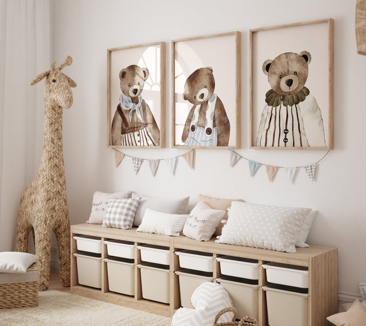 Vintage 3 Bears Nursery Print Set of 3