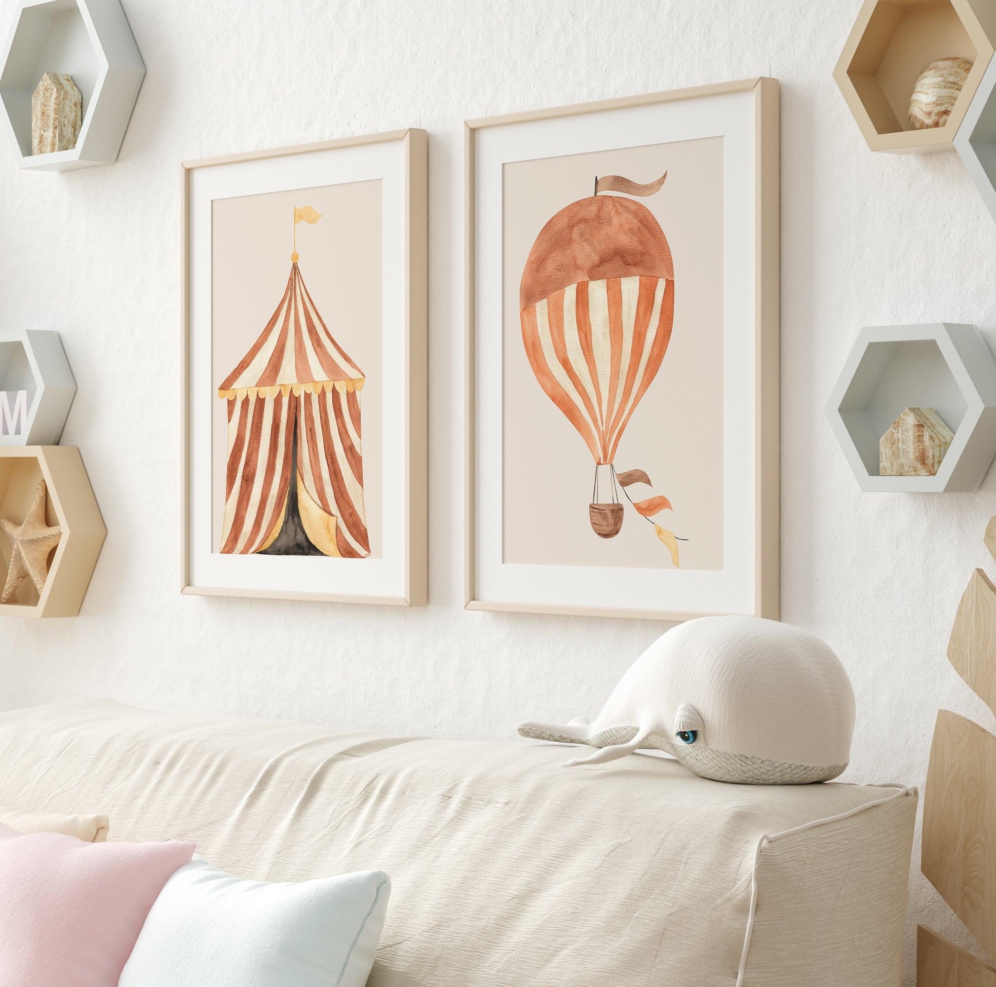 Vintage Circus Set of Nursery Room Wall Art Unique Wall Art