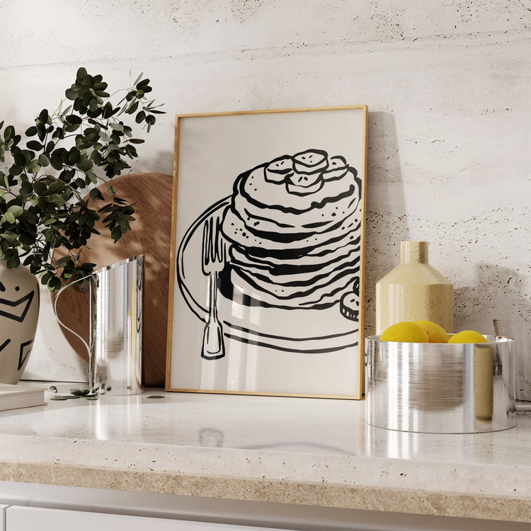Pancake Stack Black and White Kitchen Wall Art