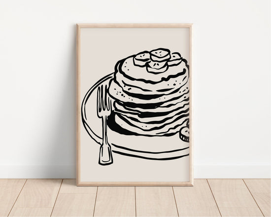 Pancake Stack Black and White Kitchen Wall Poster