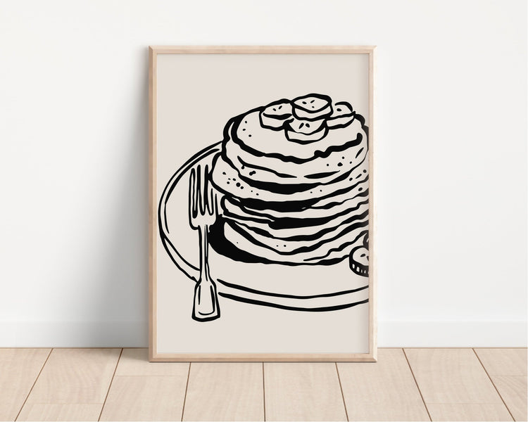 Pancake Stack Black and White Kitchen Wall Poster