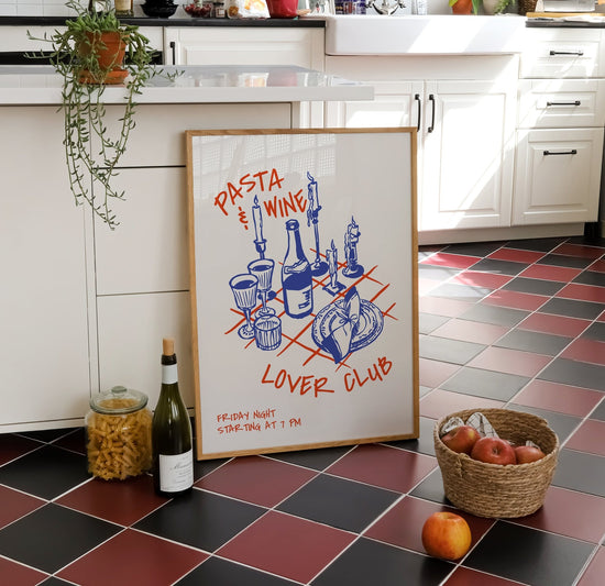 Pasta & Wine Lover Club Food Print for Kitchen