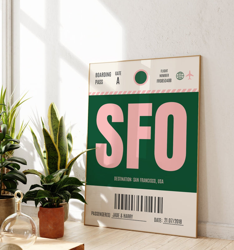 Personalised Luggage Tag Location Wall Poster