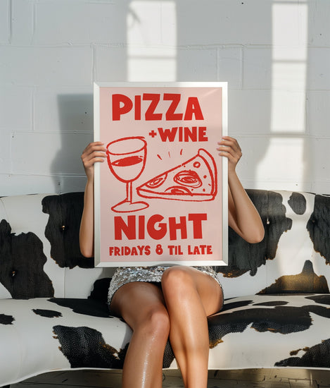 Pizza and Wine Kitchen Art