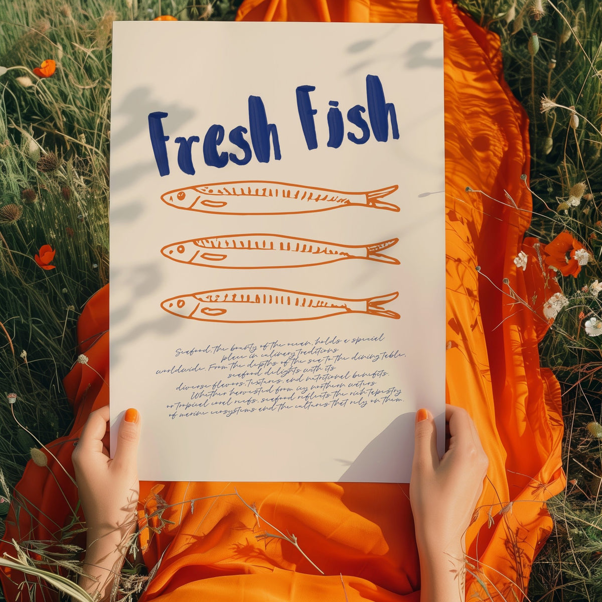 Retro Fresh Fish Seafood Art