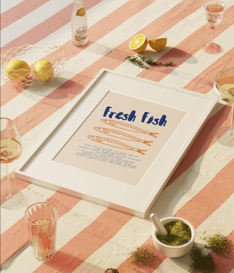 Retro Fresh Fish Seafood Poster