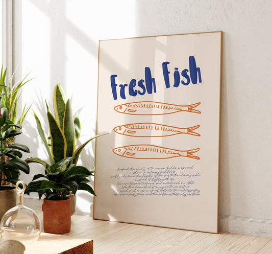 Retro Fresh Fish Seafood Print