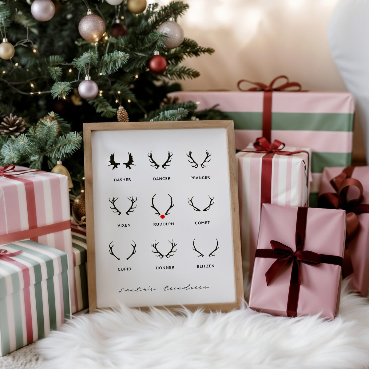 Santa's Reindeers Christmas Wall Décor Wall Art