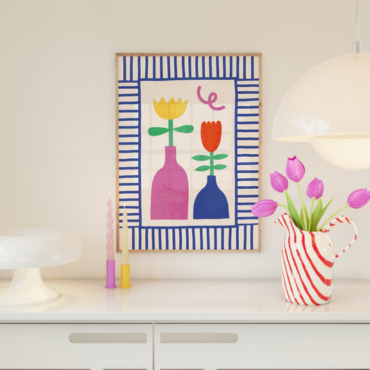 Abstract Flower Vases Print