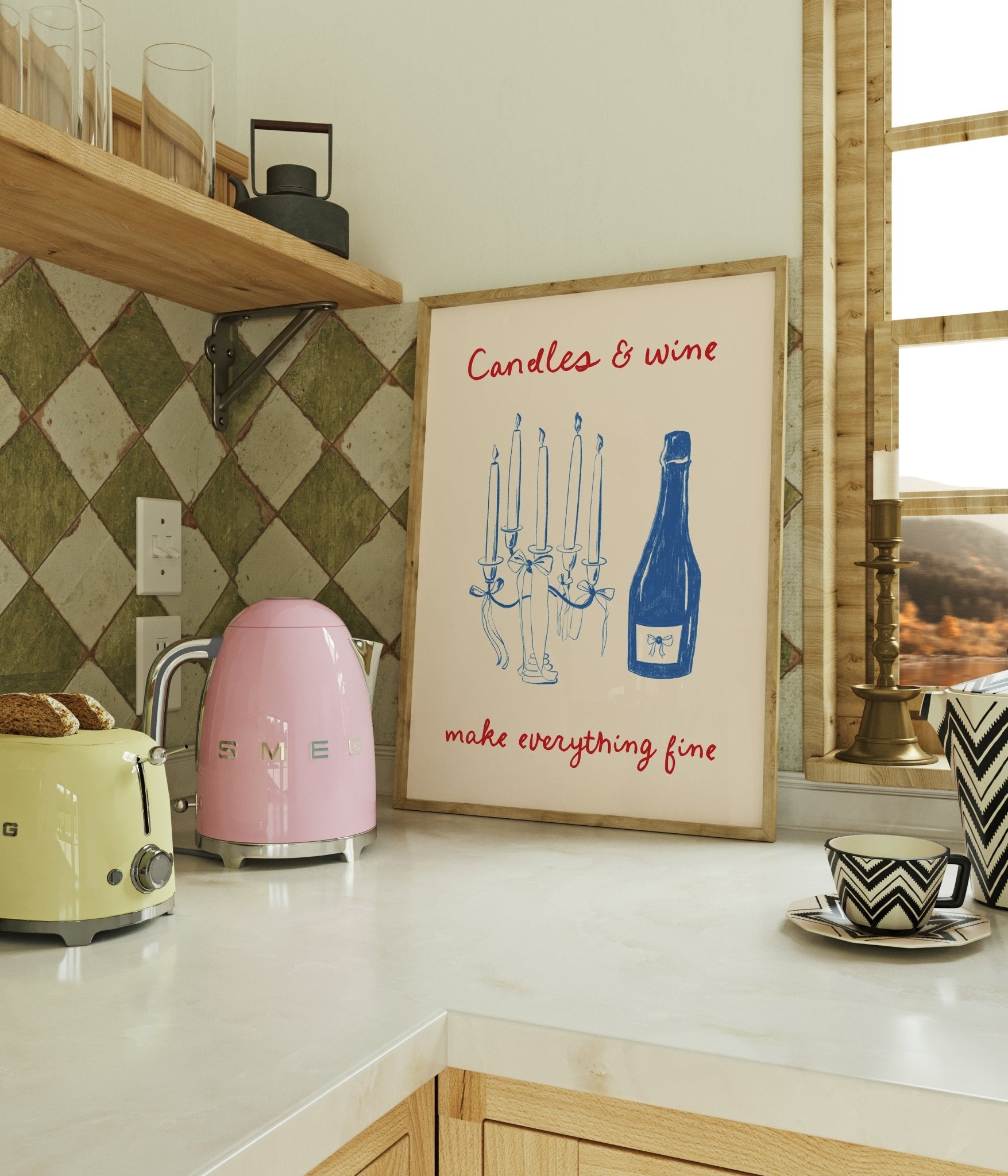 Candles And Wine Print