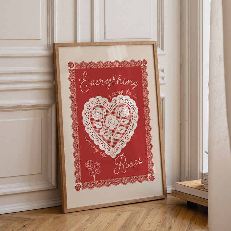 Coming Up Roses Lace Print featuring elegant floral and lace-inspired artwork