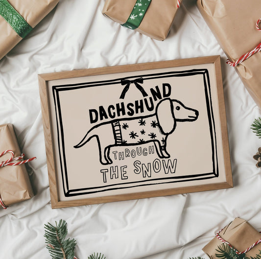 Dachshund Through the Snow Festive Print
