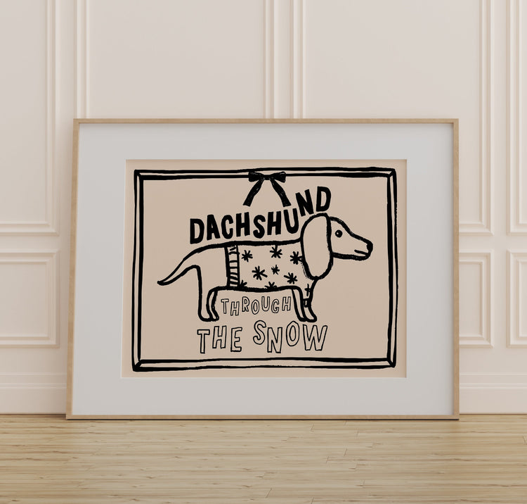 Dachshund Through the Snow Festive Print