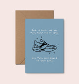 Dad Trainers Funny Father's Day Card featuring a playful trainer-themed design