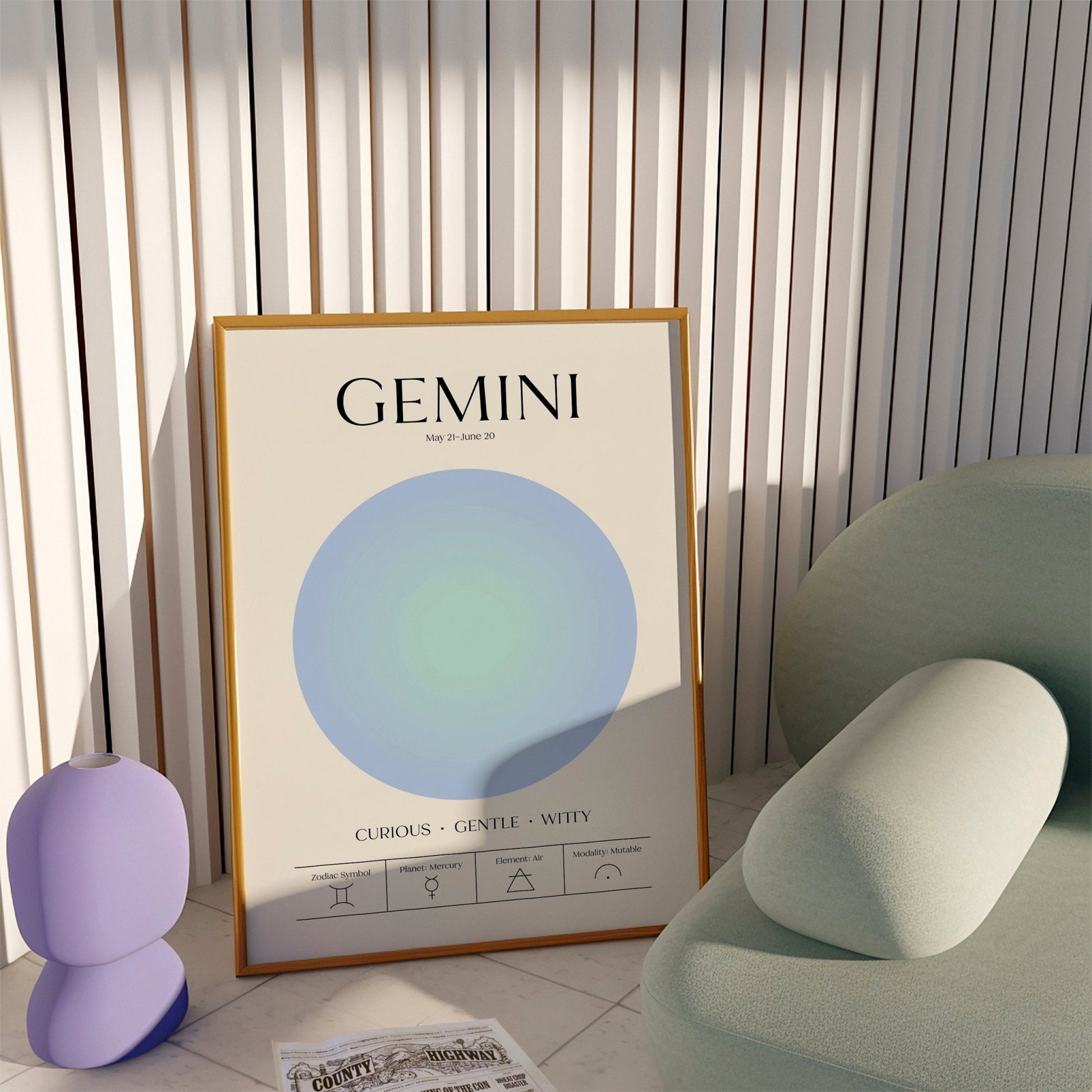 Gemini Zodiac Print | Unique Wall Art from Moonshine Prints