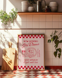Girl Dinner Kitchen Print