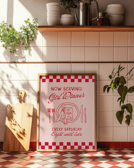 Girl Dinner Kitchen Print