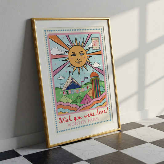 Glastonbury Postcard Retro Print