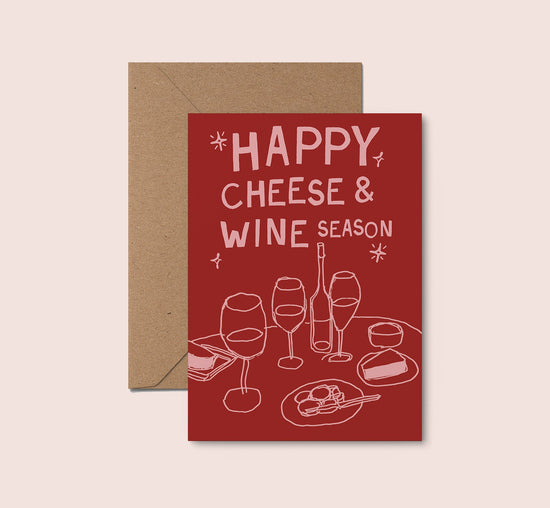 Happy Cheese And Wine Season Christmas Card