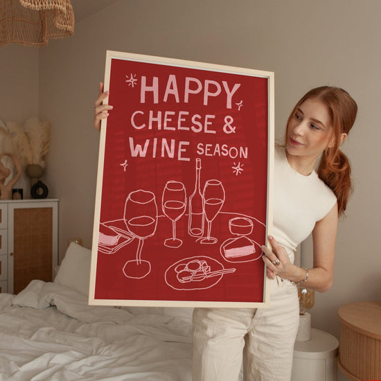 Happy Cheese & Wine Season Christmas Wall Art