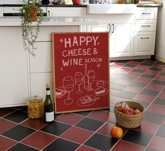 Happy Cheese & Wine Season Christmas Wall Art