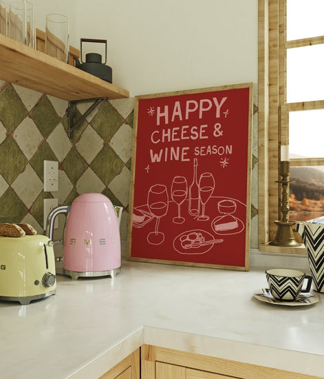 Happy Cheese & Wine Season Christmas Wall Art