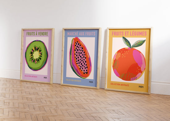 Kitchen Fruit Wall Art set of 3