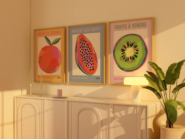 Kitchen Fruit Wall Art set of 3