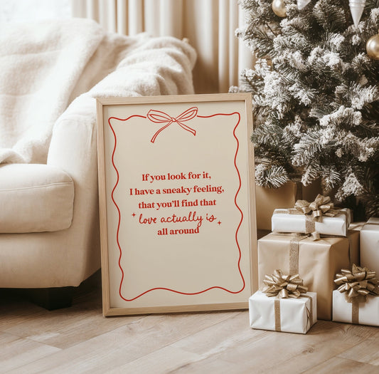 Love Actually Is All Around Retro Christmas Print