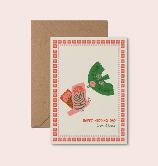 Love Birds Happy Wedding Day Card
