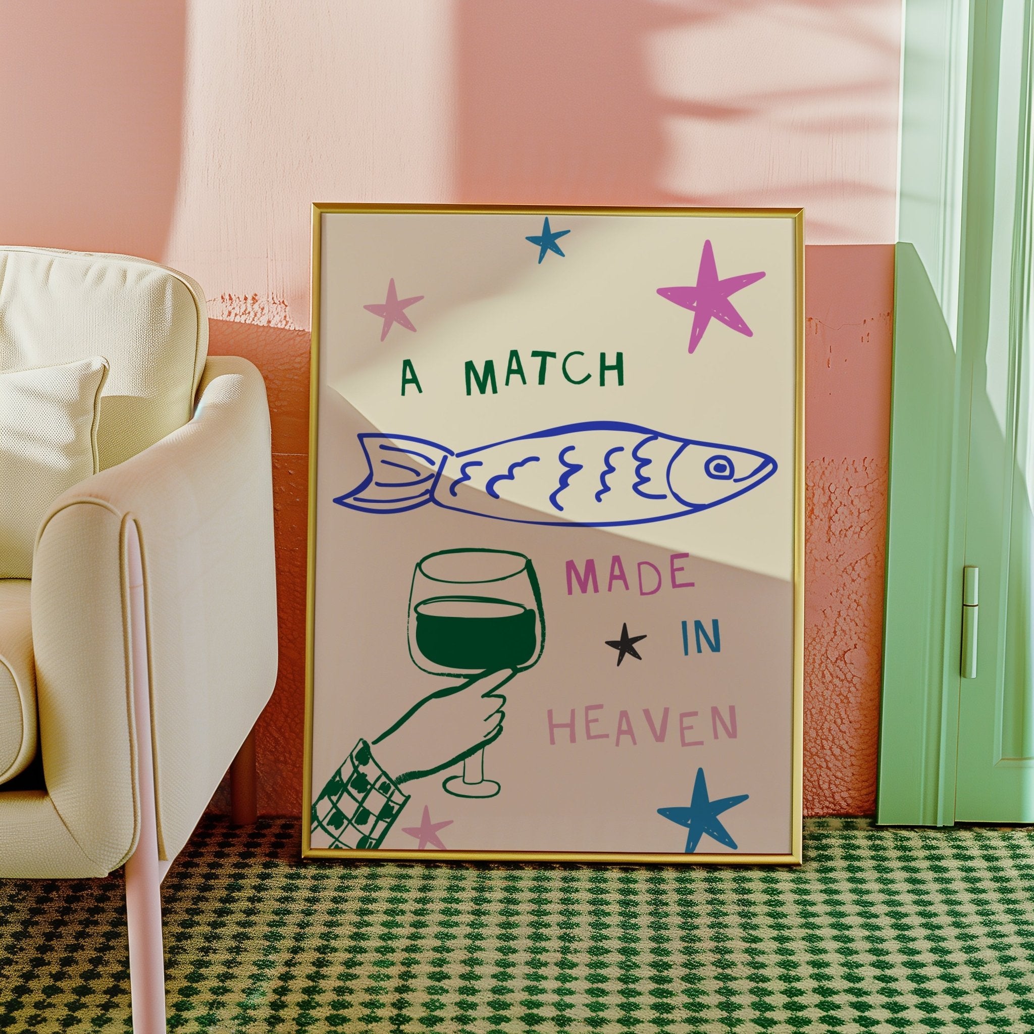 Match Made in Heaven Wine Glass Print | Unique Wall Art from Moonshine Prints