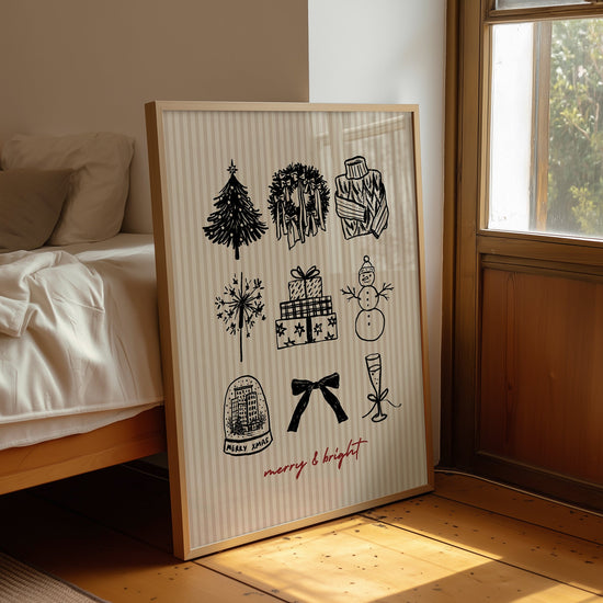 Merry and Bright Neutral Christmas Print