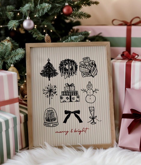 Merry and Bright Neutral Christmas Print