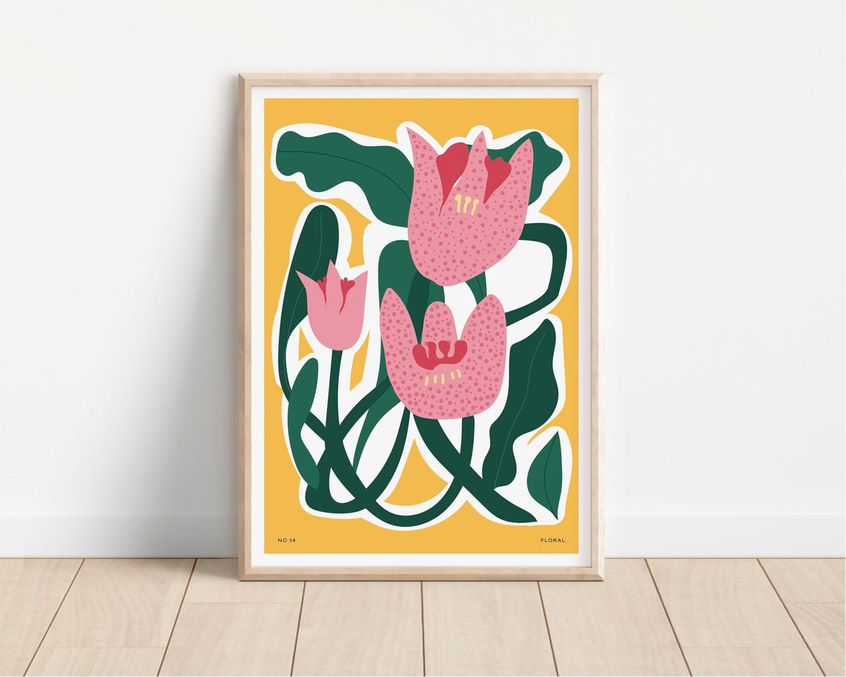 Mustard Abstract Flower Print