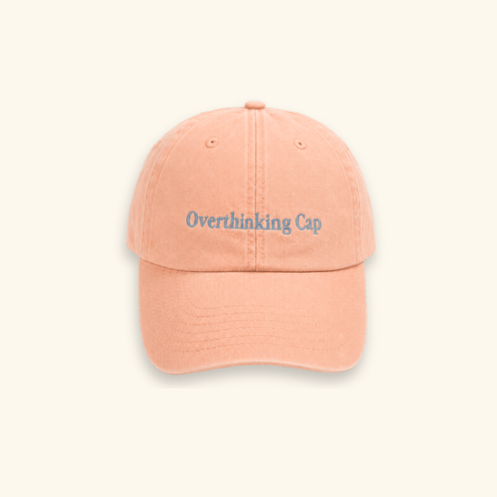 Overthinking embroidered 100% cotton slogan cap with adjustable vintage-style fit