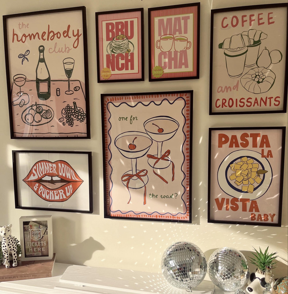 Pink Kitchen Gallery Wall Set of 7
