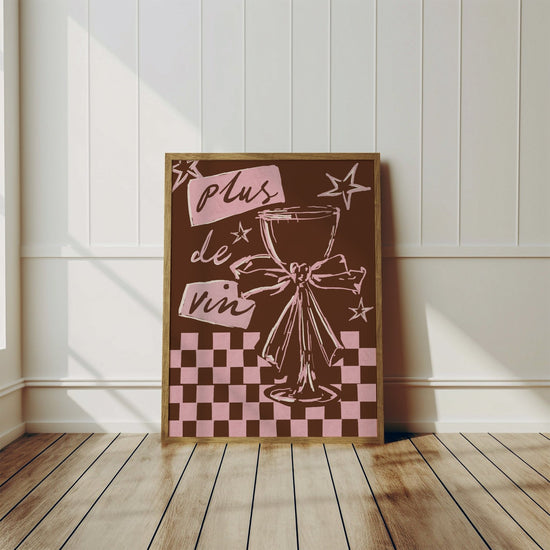 Plus de Vin Pink & Brown Wine Print