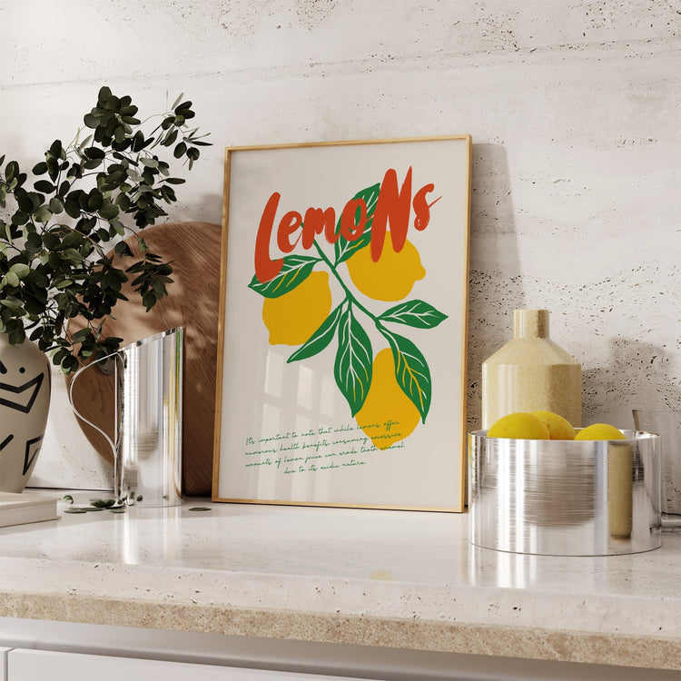 Retro Lemons Kitchen Print