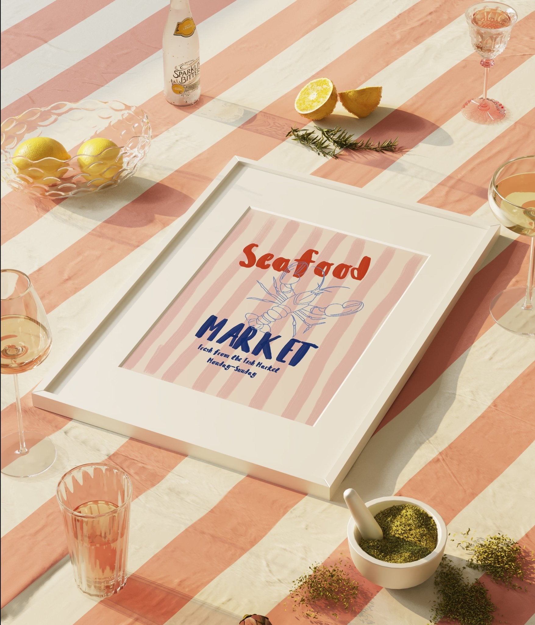 Retro Seafood Market Print