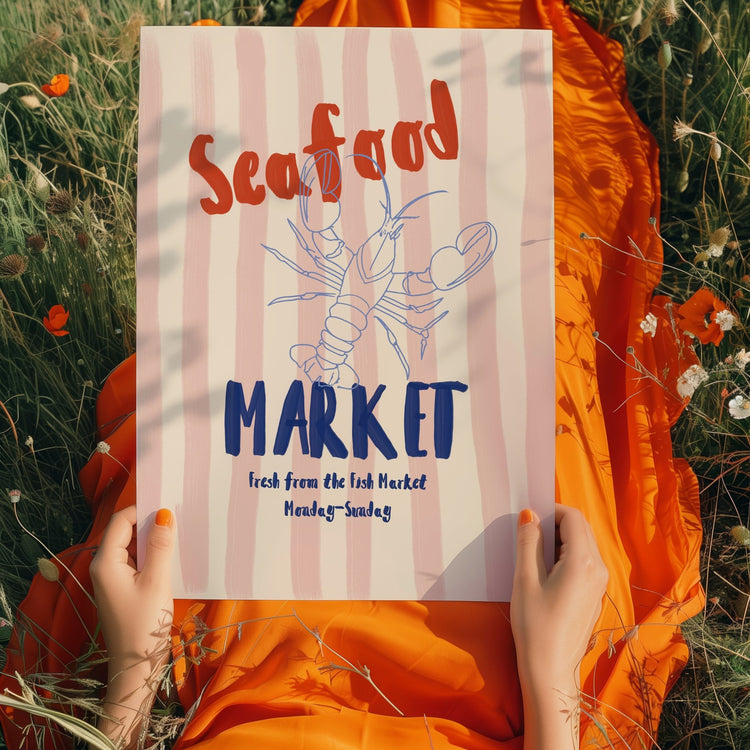 Retro Seafood Market Print