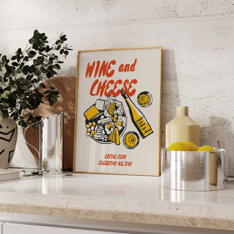 Retro Wine & Cheese Kitchen Print