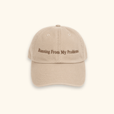 Running From My Problems embroidered 100% cotton slogan cap with adjustable vintage-style fit