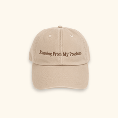 Running From My Problems embroidered 100% cotton slogan cap with adjustable vintage-style fit