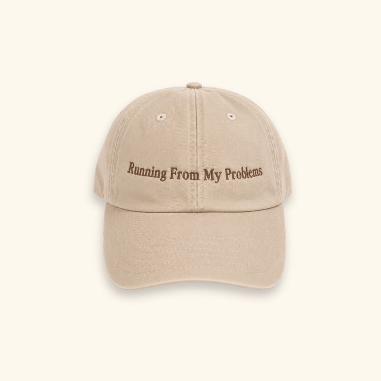 Running From My Problems embroidered 100% cotton slogan cap with adjustable vintage-style fit